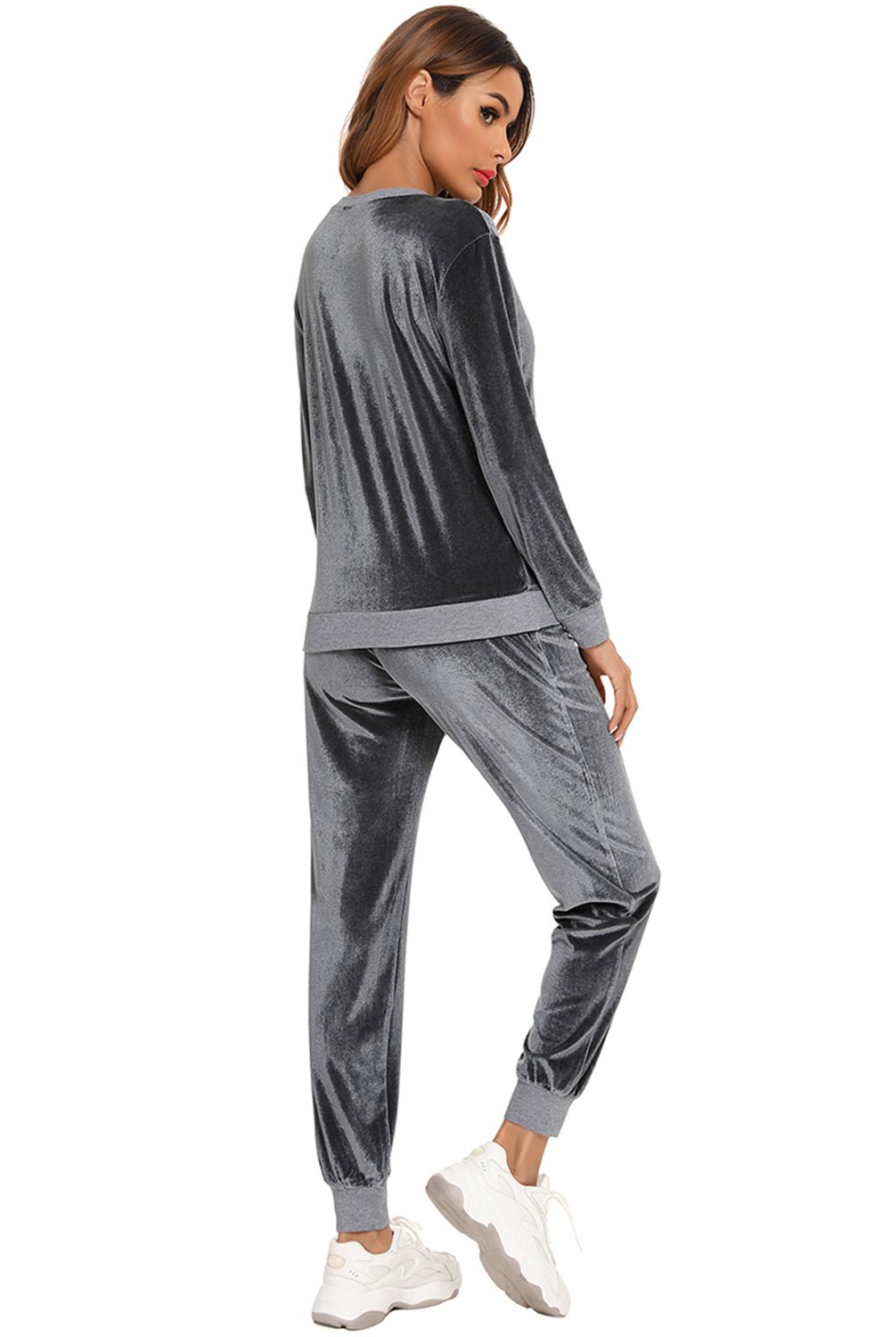 Round Neck Long Sleeve Loungewear Set with Pockets - House Flexa