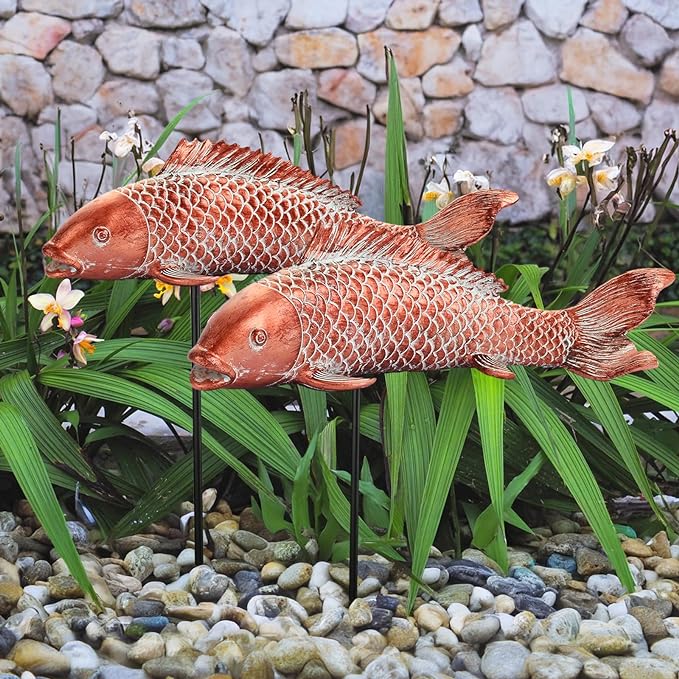 Koi Fish Garden Statues for Outdoor Yard and Home Decor