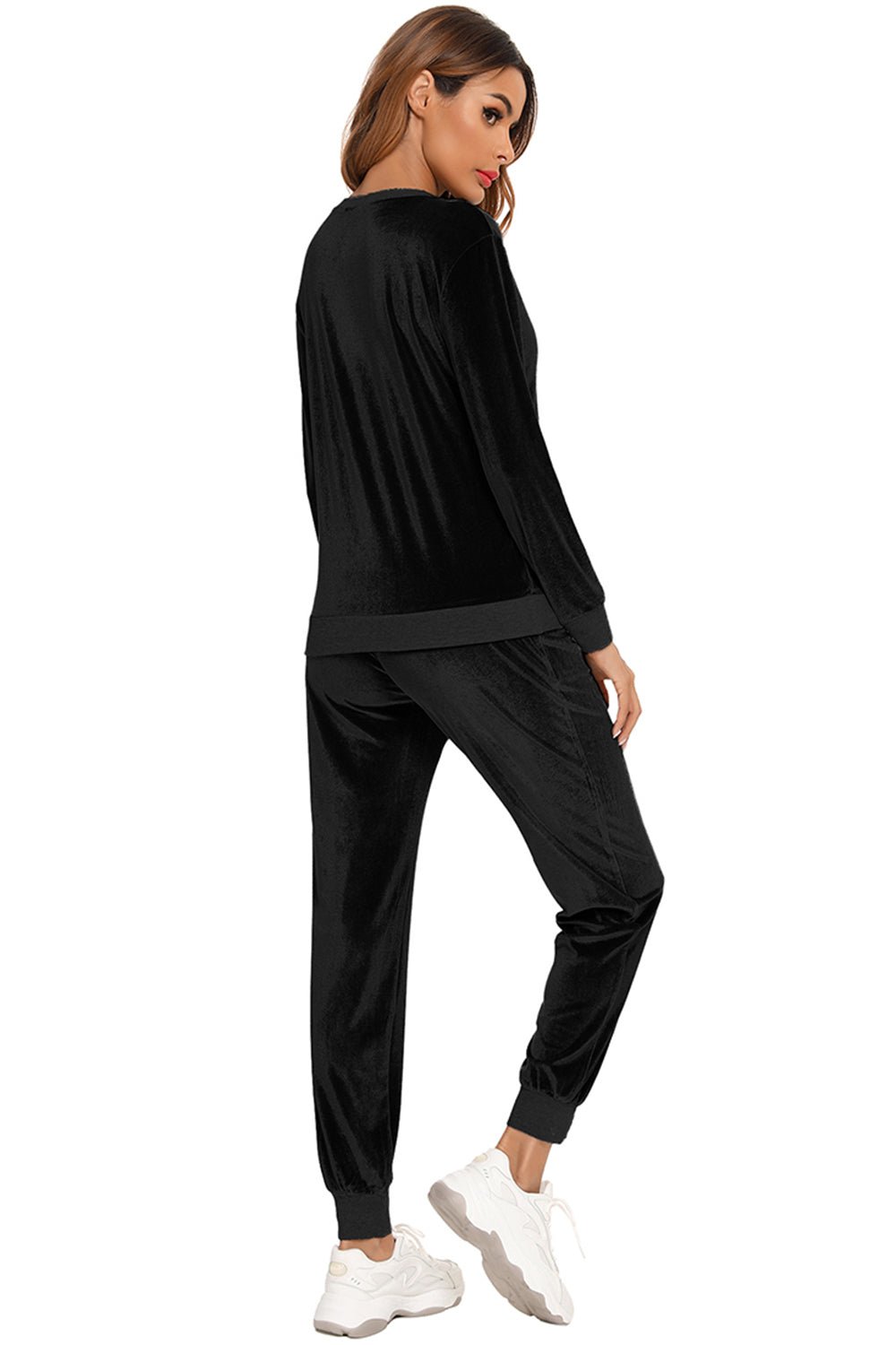 Round Neck Long Sleeve Loungewear Set with Pockets - House Flexa