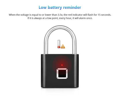 Smart Fingerprint Padlock Keyless Waterproof Rechargeable Security Lock - House Flexa
