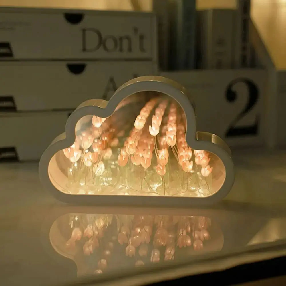 Cloud Tulip Night Light Handmade DIY Mirror Decor Gift - House Flexa