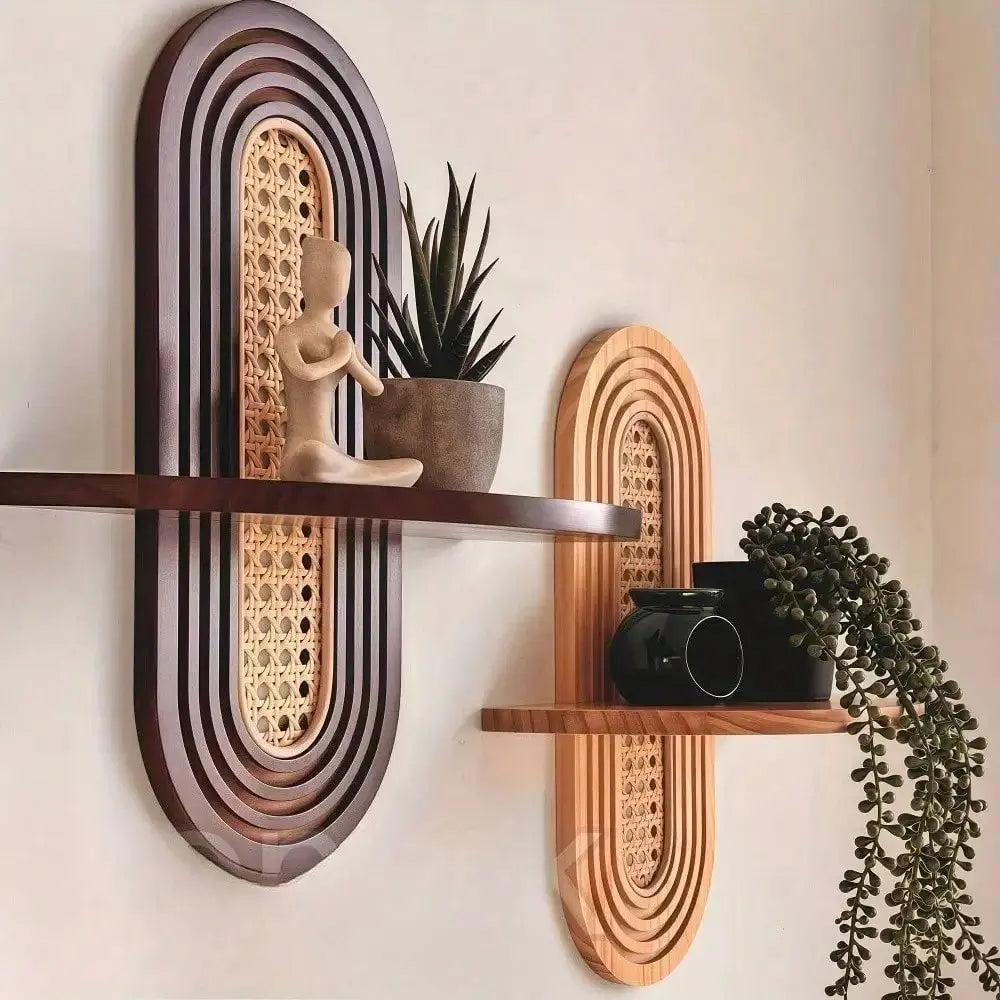 Arched Bohemian Rattan Floating Shelf - House Flexa