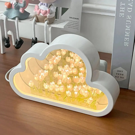 Cloud Tulip Night Light Handmade DIY Mirror Decor Gift - House Flexa