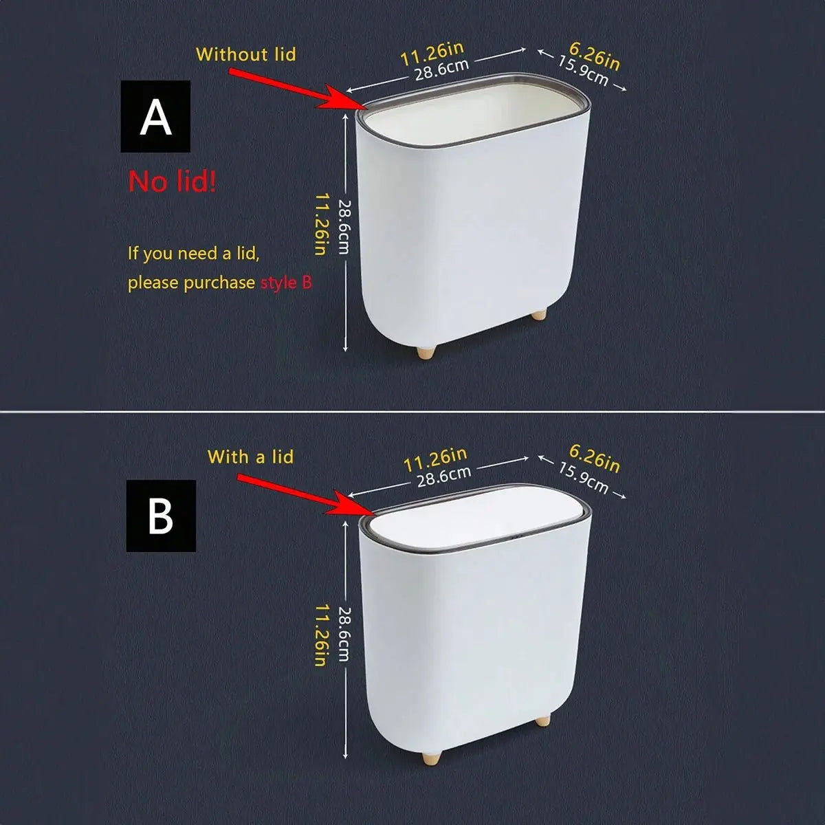 Narrow Press Ring Trash Can - House Flexa