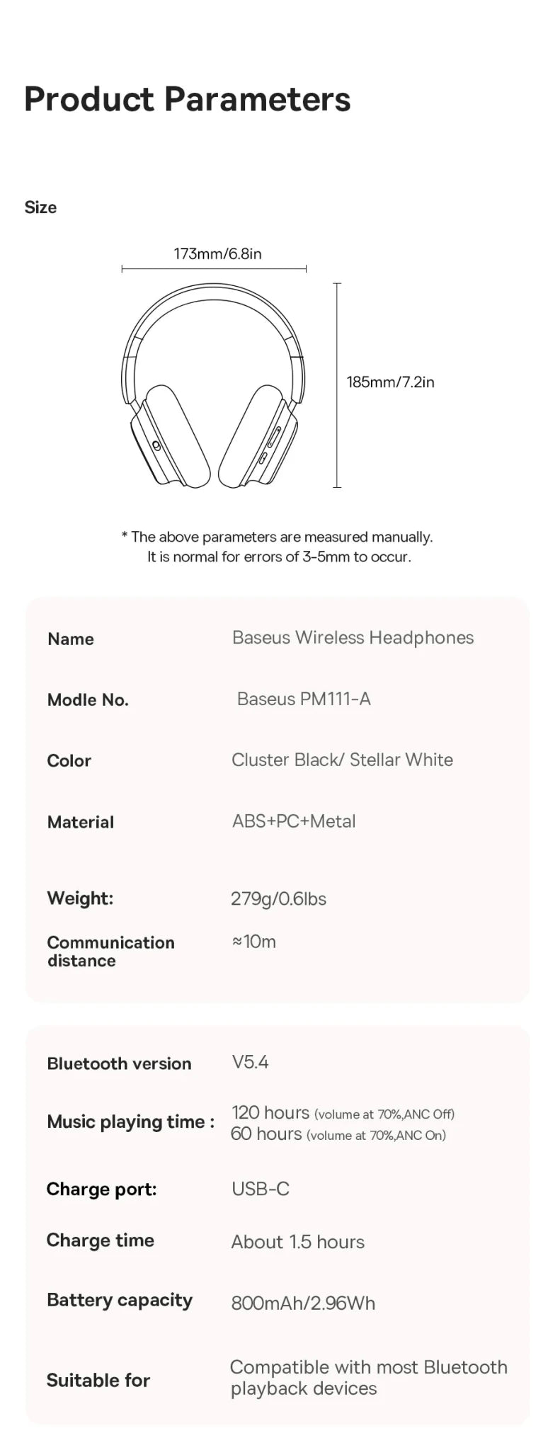 Baseus Bowie H1s Wireless Headphones | Bluetooth 5.4 Noise Canceling 120H Battery - House Flexa