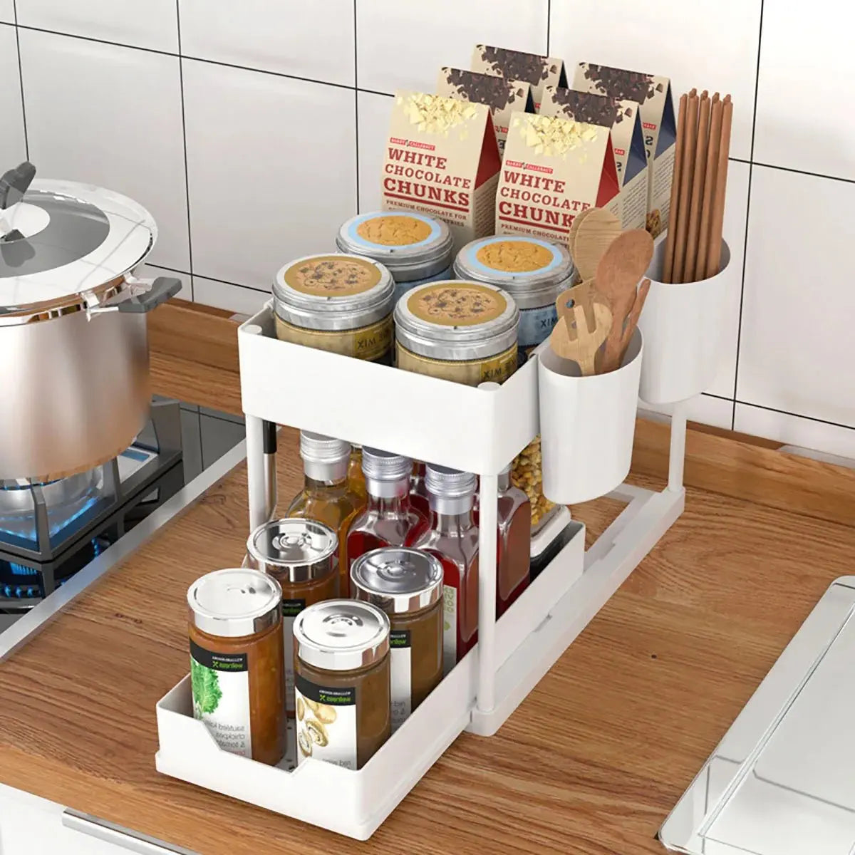 Double Layer Pull Out Storage Rack - House Flexa