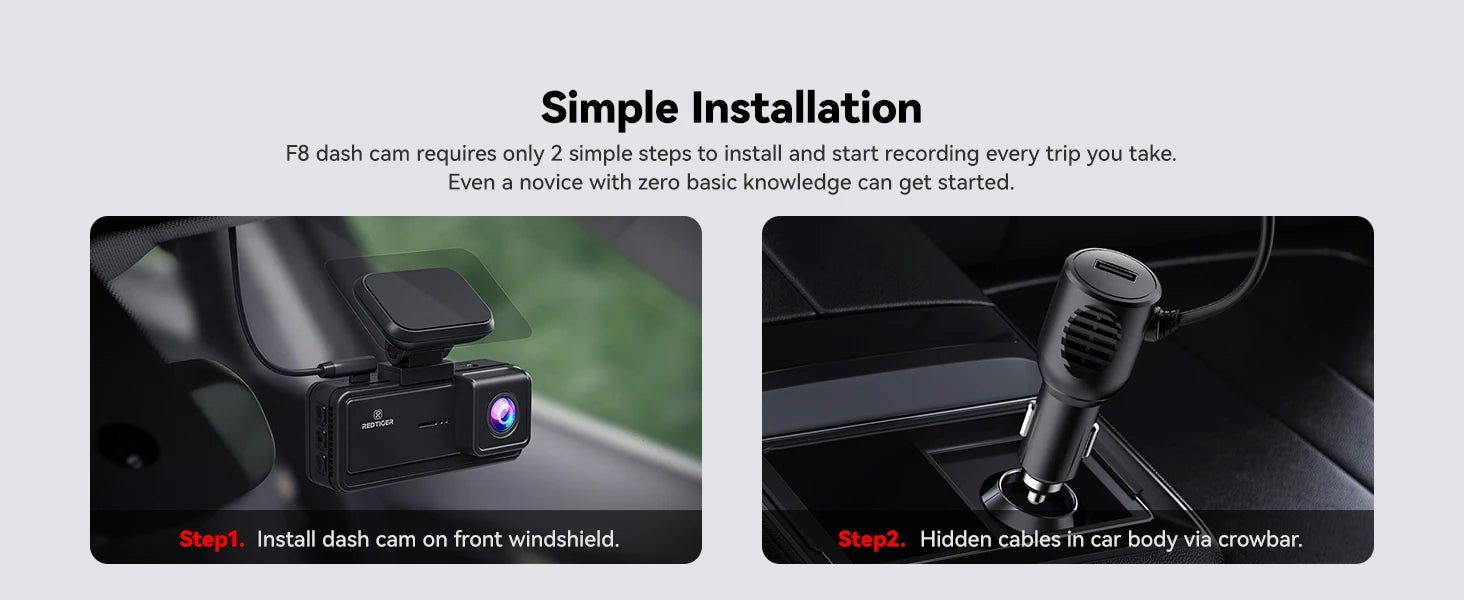 Car Dash Cam - Redtiger F8 5GHz Wifi Touch Screen 4K Front Dash Cam - House Flexa