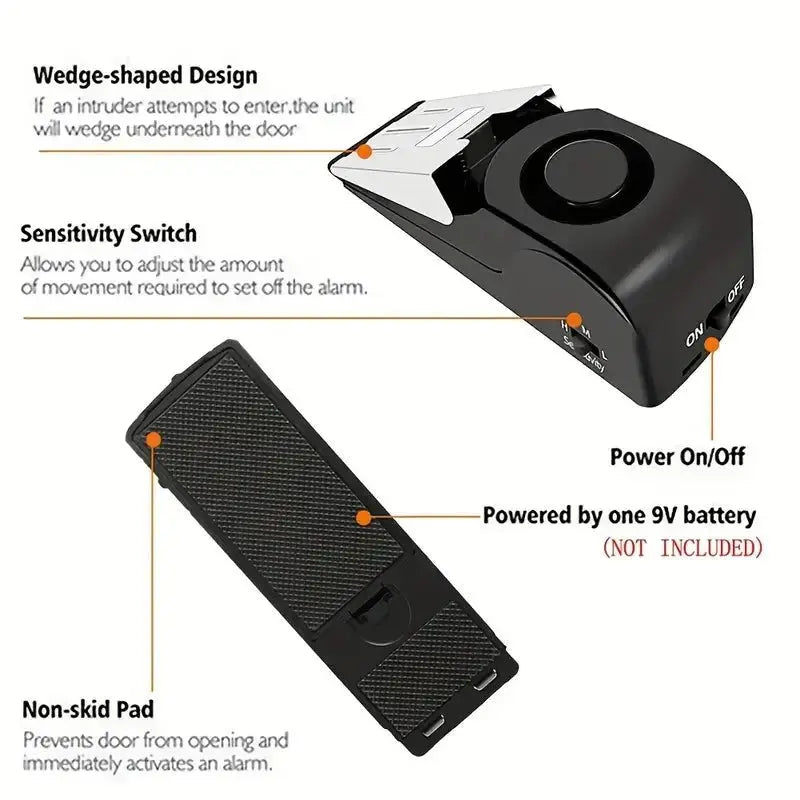 Portable Door Stop Alarm Security Device - House Flexa