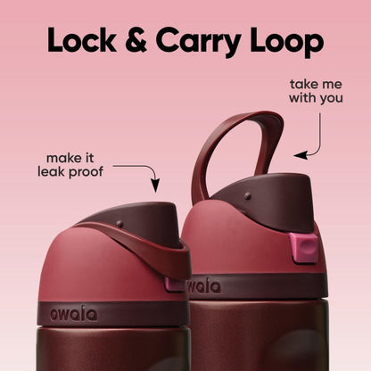 Owala FreeSip Black Cherry 24 oz Insulated Stainless Steel Water Bottle with Straw