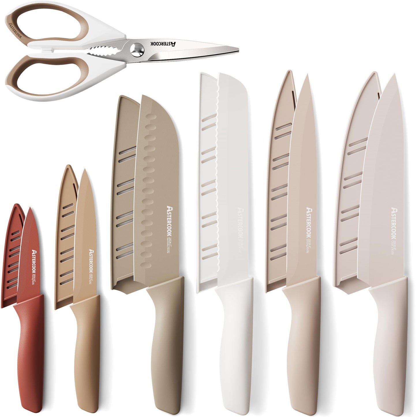 Astercook anti-rust knife set with blade guards