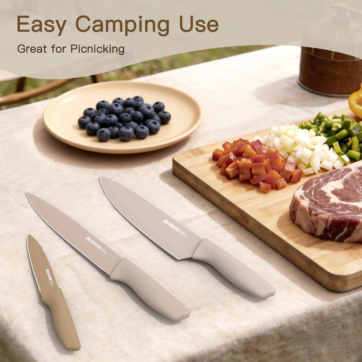 Astercook 13-Piece  Best Anti-Rust Kitchen Knife Set | Dishwasher Safe | 6 Blade Guards