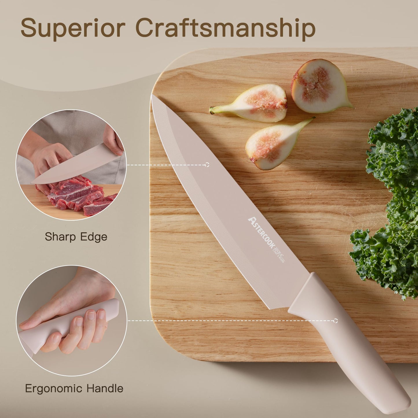 Astercook 13-Piece  Best Anti-Rust Kitchen Knife Set | Dishwasher Safe | 6 Blade Guards